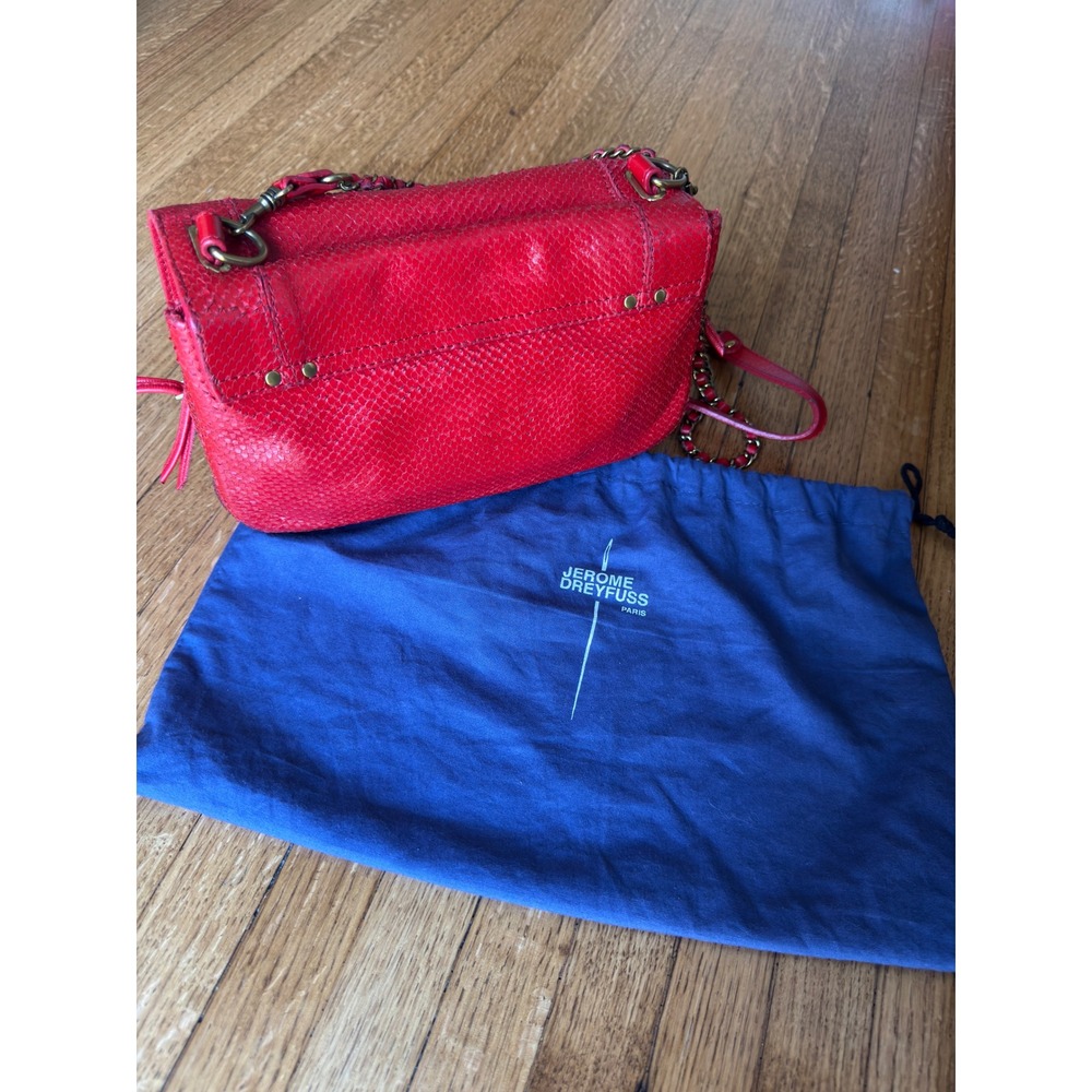 Jerome Dreyfuss Red Python Embossed Leather Shoul… - image 13